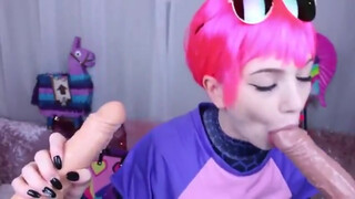 Fortnite cosplay csaj dupla műfasz szopás